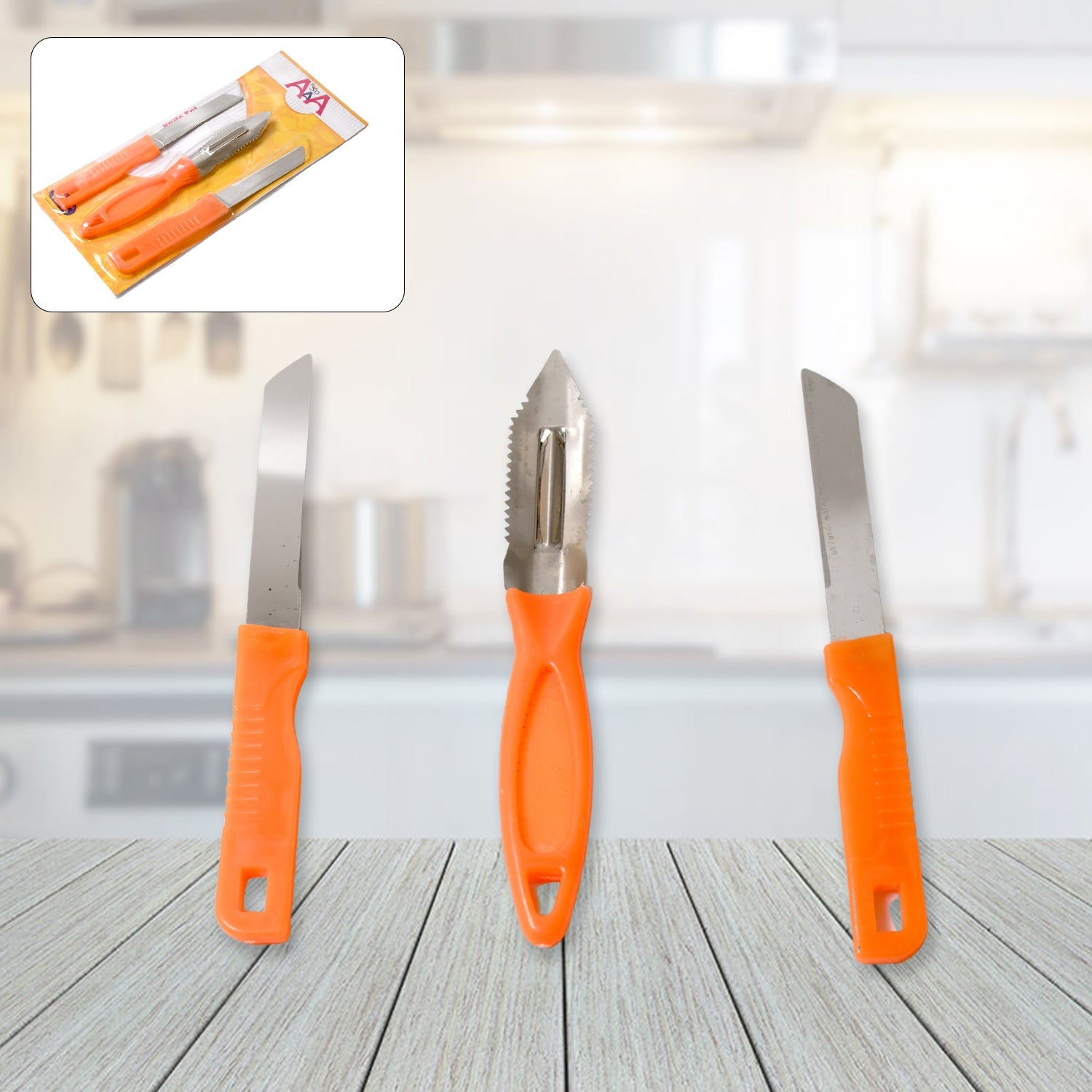 3in1 Multipurpose Stainless Steel Classic Kitchen Knife Set of 3 for Fruits and Vegetable Chopping / Cutting / Peeling, Kitchen Knife / Vegetable Peeler / Plain Knife 3in1 Multipurpose Stainless Steel Classic Kitchen Knife Set of 3 for Fruits and Vegetable Chopping / Cutting / Peeling, Kitchen Knife / Vegetable Peeler / Plain Knife